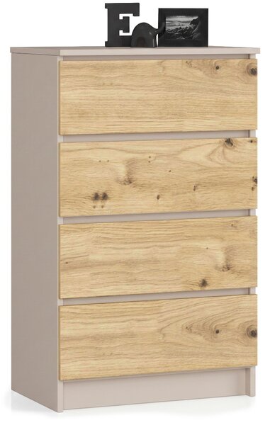 Ak furniture Komoda CLP K60 4SZ 60 cm kašmír/dub Artisan