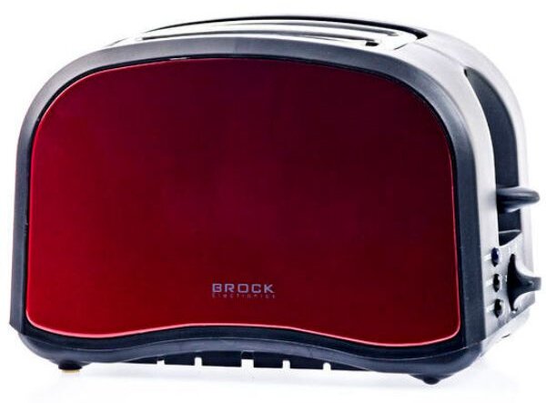 Retro topinkovač na 2 toasty Brock, 800W, funkce přihřátí a rozmrazení, barva bordó