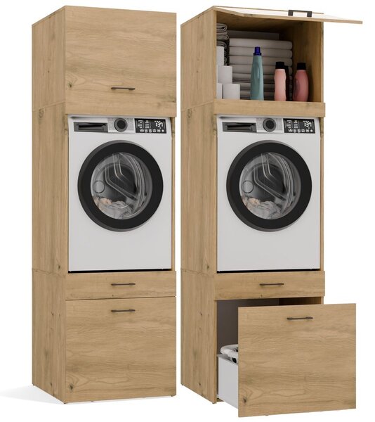 TP Living Koupelnová skříňka na pračku s nástavcem POLA 2S 64 cm dub Artisan