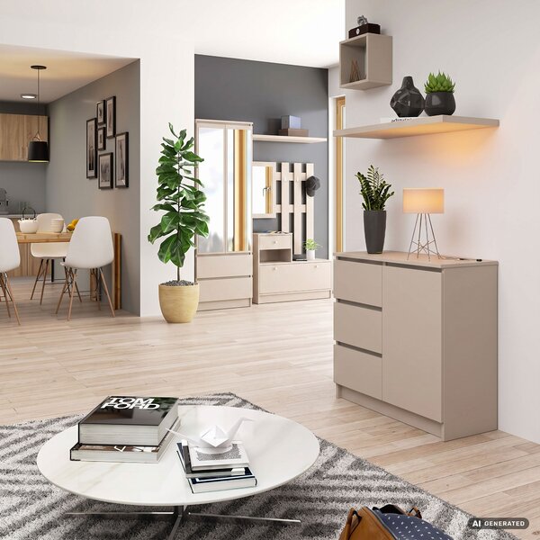 Ak furniture Komoda Jerry 1D 3SZ 80 cm kašmír