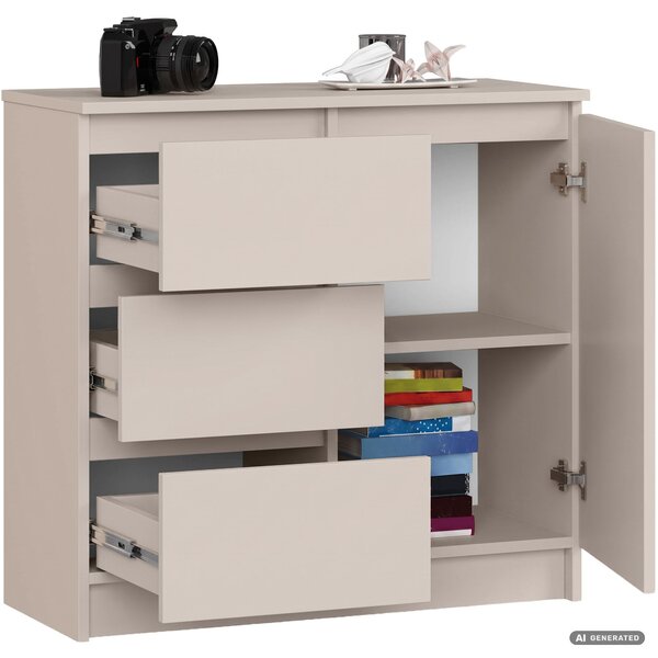 Ak furniture Komoda Jerry 1D 3SZ 80 cm kašmír