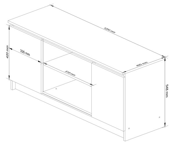 Ak furniture TV stolek CLP 2D 1P 120 cm kašmír/dub Artisan