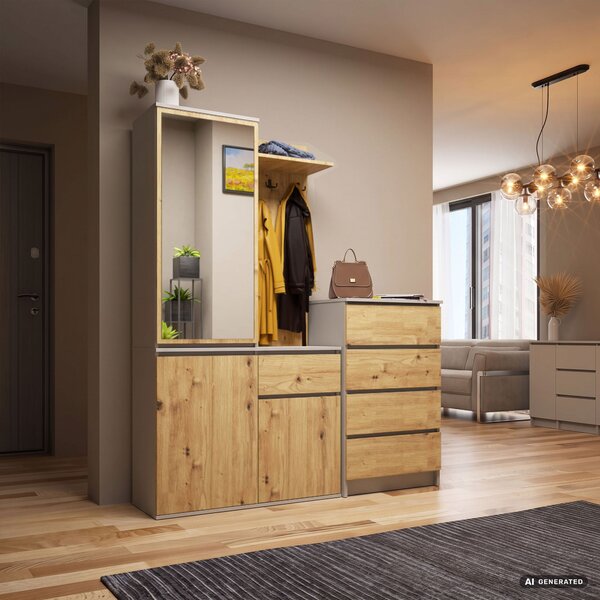 Ak furniture Předsíňová stěna Entro 95 cm kašmír/dub Artisan
