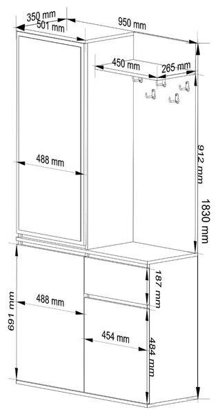 Ak furniture Předsíňová stěna Entro 95 cm kašmír