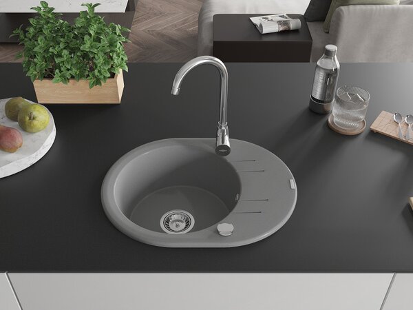 Mexen Kevin, granitový dřez 586x458x190 mm, 1-komorový, šedá, 6517581005-71