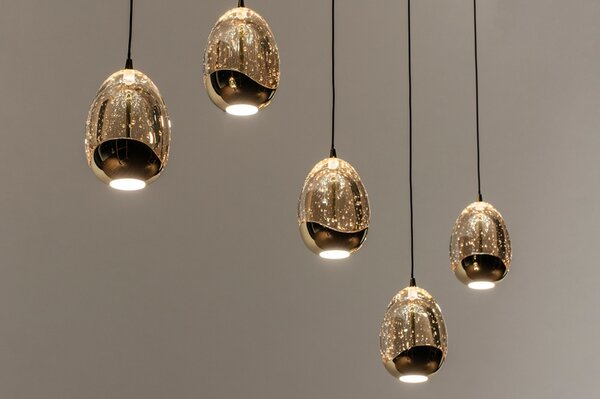 Závěsné designové svítidlo nad jídelní stůl Benelux Gold 5 Lineo (LMD)