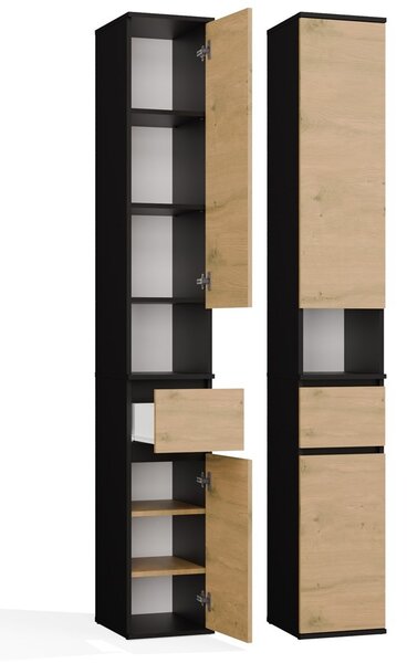 TP Living Vysoká koupelnová skříňka Lior 30 cm dub Artisan/černá