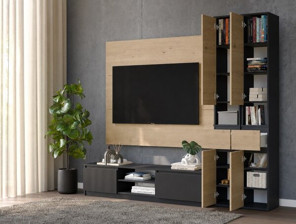 TP Living Vysoká koupelnová skříňka Lior 30 cm dub Artisan/černá