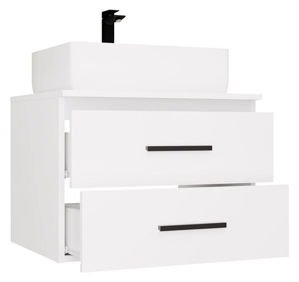 TP Living Závěsná skříňka pod umyvadlo s deskou NEL 2S 60 cm bílá/černá