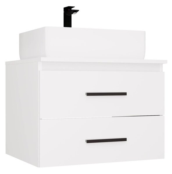 TP Living Závěsná skříňka pod umyvadlo s deskou NEL 2S 60 cm bílá/černá