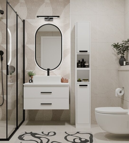 TP Living Závěsná skříňka pod umyvadlo s deskou NEL 2S 80 cm bílá/černá
