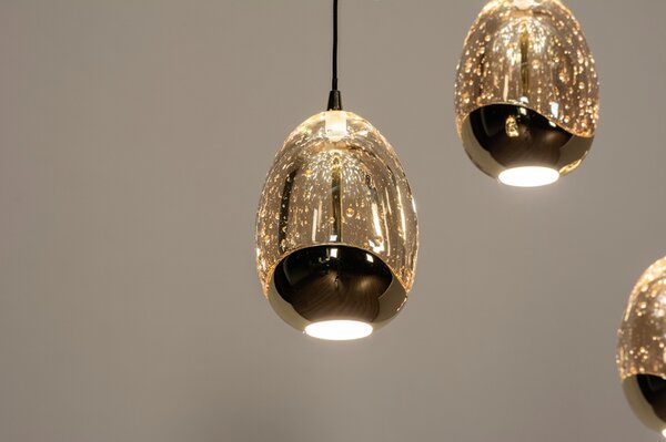 Závěsné designové svítidlo nad jídelní stůl Benelux Gold 5 Lineo (LMD)