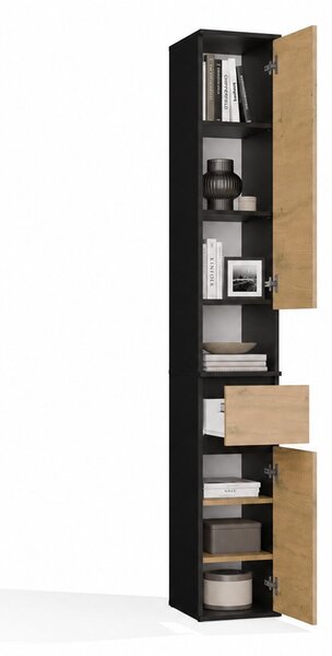 TP Living Vysoká koupelnová skříňka Lior 30 cm dub Artisan/černá