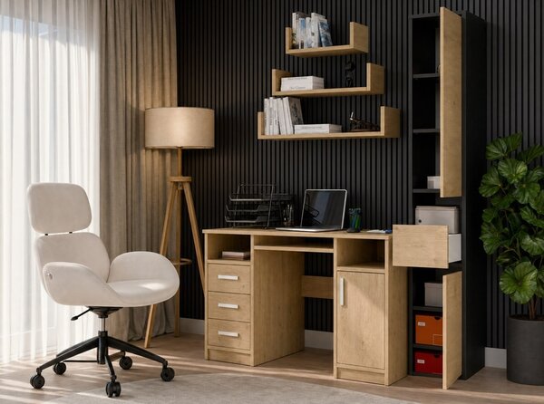TP Living Vysoká koupelnová skříňka Lior 30 cm dub Artisan/černá