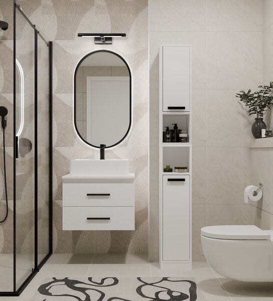 TP Living Závěsná skříňka pod umyvadlo s deskou NEL 2S 60 cm bílá/černá