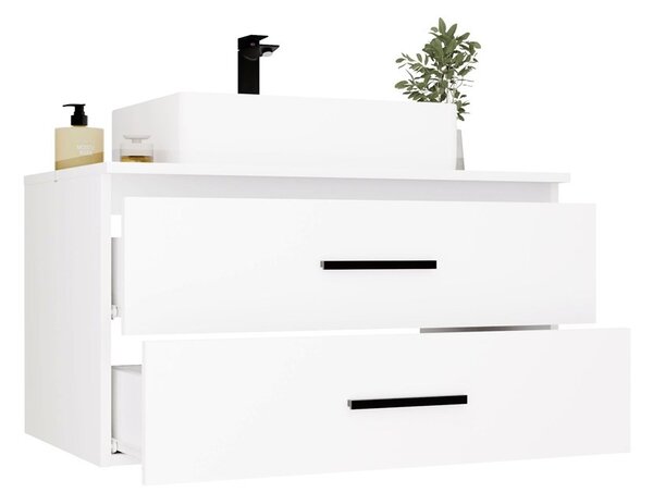 TP Living Závěsná skříňka pod umyvadlo s deskou NEL 2S 80 cm bílá/černá