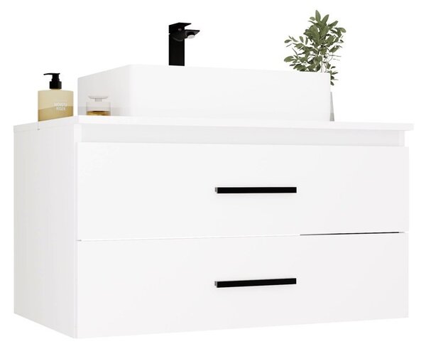 TP Living Závěsná skříňka pod umyvadlo s deskou NEL 2S 80 cm bílá/černá