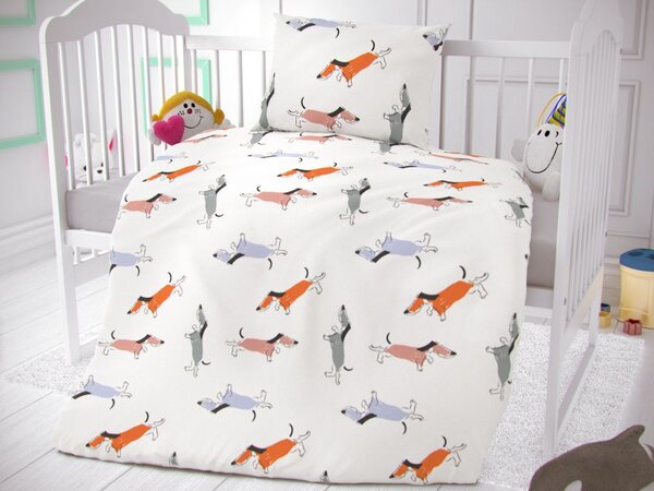 Kvalitex Bavlněné povlečení do dětské postýlky Doggy 1x 90/135, 1x 40/60cm