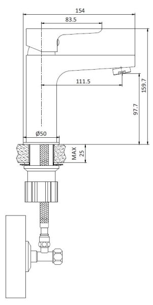 Umyvadlová baterie NAESBY 15,9 cm lesklý chrom