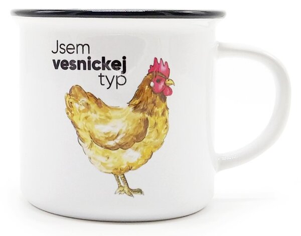 Keramický hrnek ePiPí Jsem vesnickej typ, bílý, autorský design, vesnický motiv, 250 ml