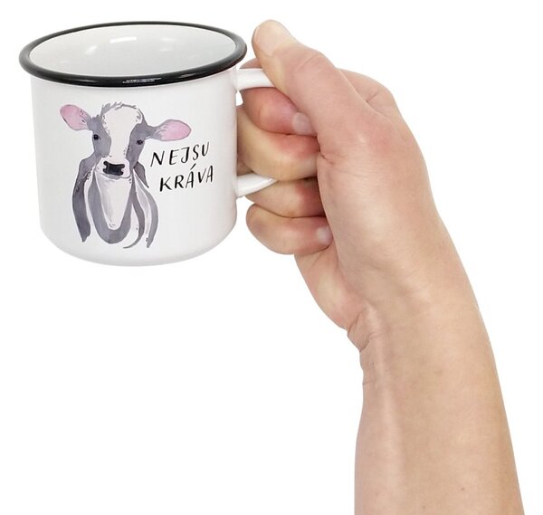 Keramický hrnek ePiPí Nejsu kráva, bílý, autorský design, humorný, 250 ml