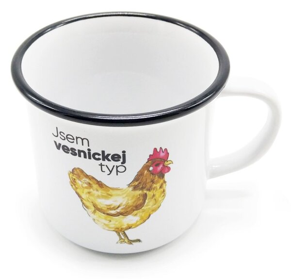 Keramický hrnek ePiPí Jsem vesnickej typ, bílý, autorský design, vesnický motiv, 250 ml