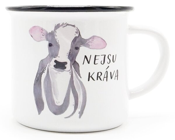 Keramický hrnek ePiPí Nejsu kráva, bílý, autorský design, humorný, 250 ml