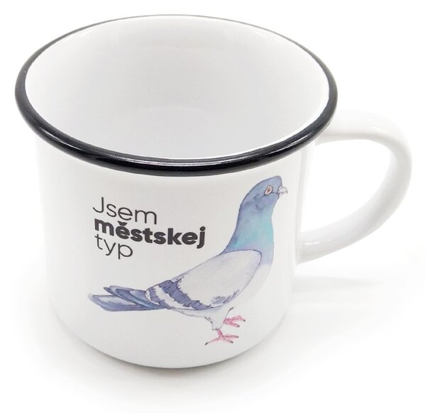 Keramický hrnek ePiPí Jsem městskej typ, bílý, český design, motiv holuba, 250 ml