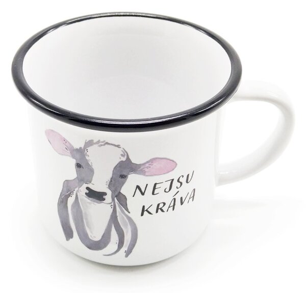 Keramický hrnek ePiPí Nejsu kráva, bílý, autorský design, humorný, 250 ml