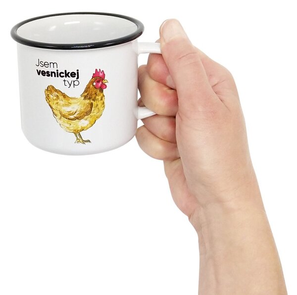 Keramický hrnek ePiPí Jsem vesnickej typ, bílý, autorský design, vesnický motiv, 250 ml