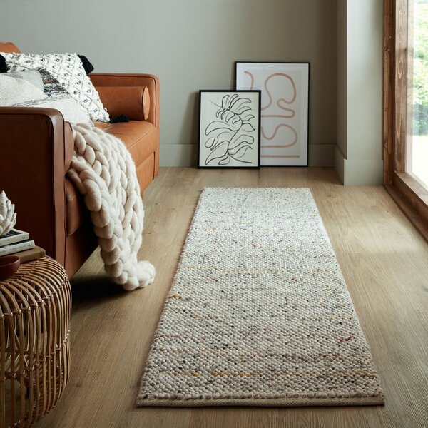 Krémový ručně tkaný běhoun s příměsí vlny 60x230 cm Minerals – Flair Rugs