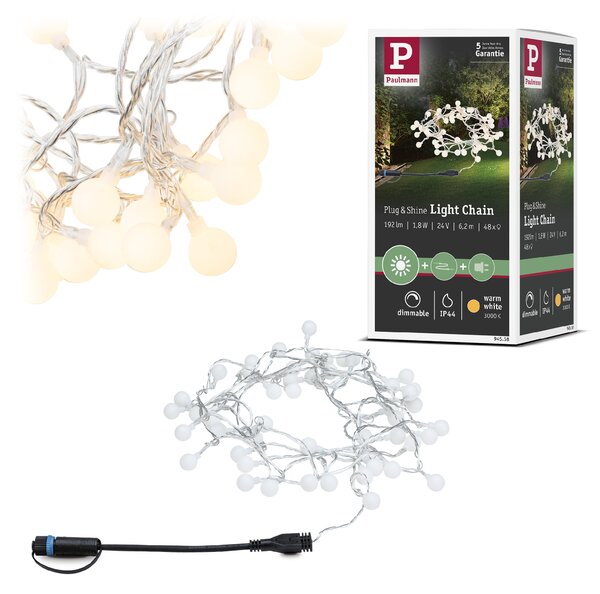 Paulmann 94558 Plug&Shine světelný řetěz, 48 LED světýlek, délka 5m IP44, 24V