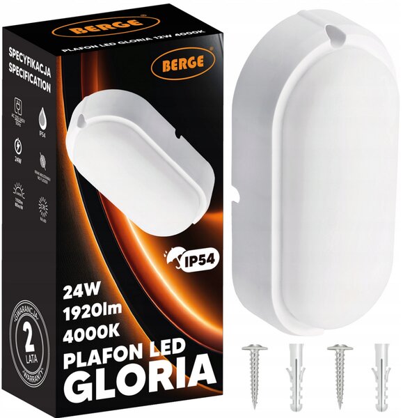 BERGE Přisazené stropní LED svítidlo 24W - neutrální bílá