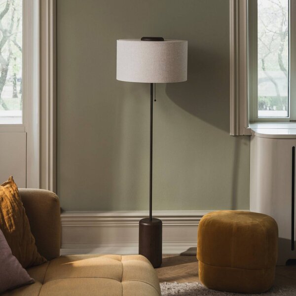 Globen Lighting Stojací lampa Bosco, béžová/hnědá, výška 144 cm, Krémová / jantar, Obývací pokoj / jídelna, Dřevo