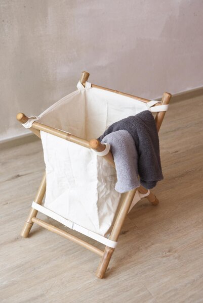 Koš na prádlo LAUNDRA, bambus, výška 57 cm, natur
