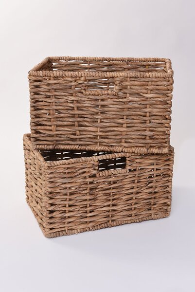 Sada 2 policových boxů KIRA, vodní hyacint, výška 20 cm, natur