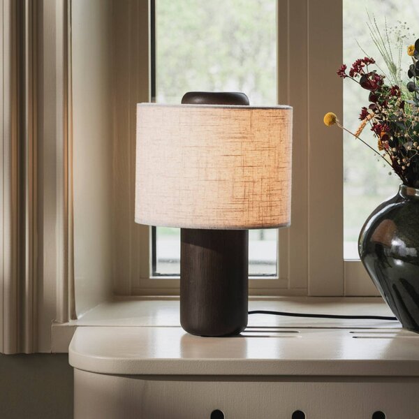 Globen Lighting stolní lampa Bosco, béžová/hnědá, výška 39 cm, Krémová / jantar, Obývací pokoj / jídelna, Dřevo