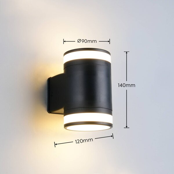 Reality Leuchten LED venkovní nástěnné svítidlo Cusco, černá, výška 14 cm, IP44 GX53-LED, Černá, Plast