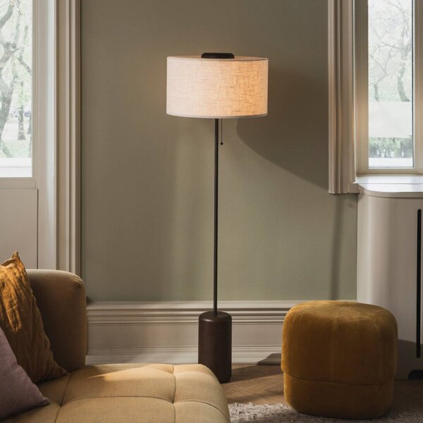 Globen Lighting Stojací lampa Bosco, béžová/hnědá, výška 144 cm, Krémová / jantar, Obývací pokoj / jídelna, Dřevo