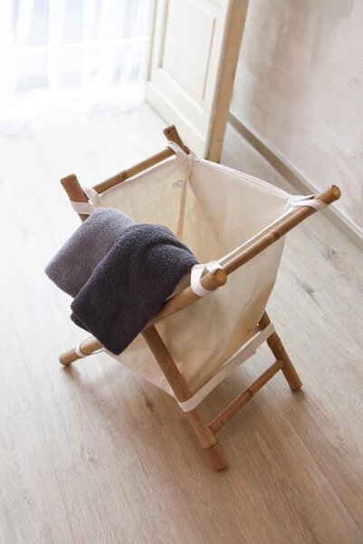 Koš na prádlo LAUNDRA, bambus, výška 57 cm, natur