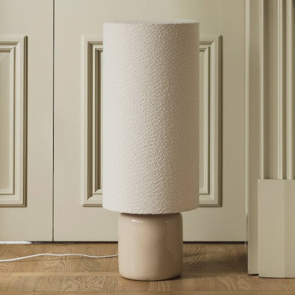 Globen Lighting Stojací lampa Florian, bílá/béžová, výška 80 cm, Bílá / opál, Obývací pokoj / jídelna, Textil / tkanina / hedvábí