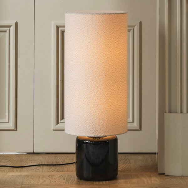 Globen Lighting Stojací lampa Florian, bílá/černá Výška 80 cm, Bílá / opál, Obývací pokoj / jídelna, Textil / tkanina / hedvábí