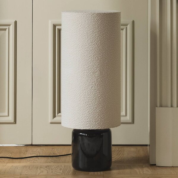 Globen Lighting Stojací lampa Florian, bílá/černá Výška 80 cm, Bílá / opál, Obývací pokoj / jídelna, Textil / tkanina / hedvábí