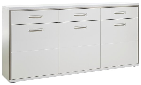 ŠIROKÁ KOMODA, barvy stříbra, vysoce lesklá bílá, 184/89/45 cm Livetastic - Online Only obývací stěny, Online Only
