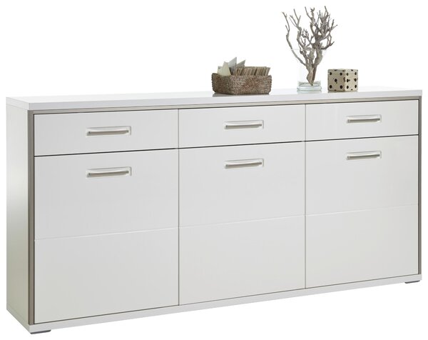 ŠIROKÁ KOMODA, barvy stříbra, vysoce lesklá bílá, 184/89/45 cm Livetastic - Online Only obývací stěny, Online Only