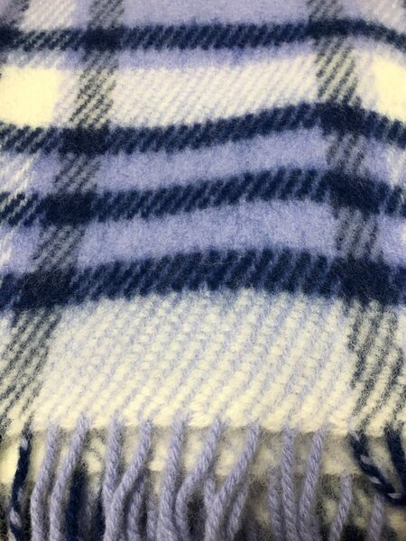 Deka z ovčí vlny Tartan modrá s třásněmi 130 x 210 cm VÝPRODEJ