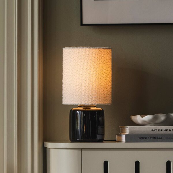Globen Lighting stolní lampa Florian, bílá/černá, výška 39 cm, Bílá / opál, Obývací pokoj / jídelna, Textil / tkanina / hedvábí, stojací lampa