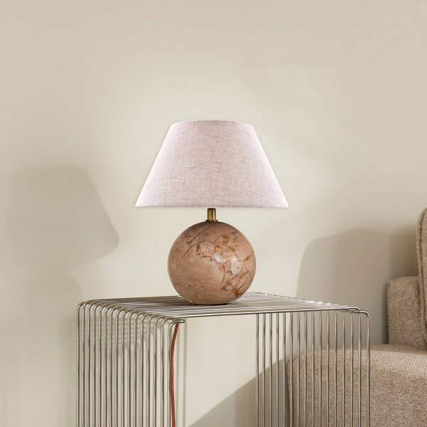 Globen Lighting stolní lampa Castello, růžová/béžová, výška 28 cm, Krémová / jantar, Obývací pokoj / jídelna, Textil / tkanina / hedvábí, Design