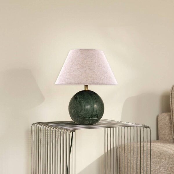 Globen Lighting stolní lampa Castello, zelená/béžová, výška 28 cm, Krémová / jantar, Obývací pokoj / jídelna, Textil / tkanina / hedvábí, Design