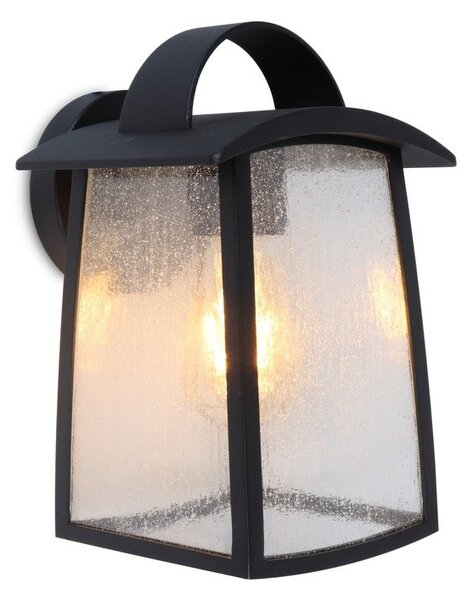 Lutec 5273601012 venkovní nástěnná lampa Kelsey | E27 | IP44 | Stínítko s efektem vodních kapek | Černá